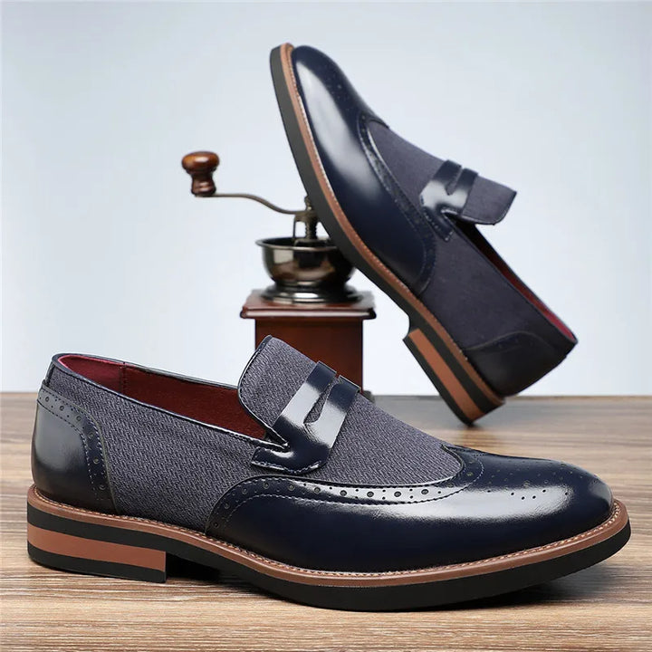 Men's Wingtip Leather Hybrid Loafers | Casual Dress Slip-On Shoes