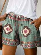 Western Ethnic Resort Style Printed Shorts – Women’s Retro Summer Geometric Bottoms-HighTouch