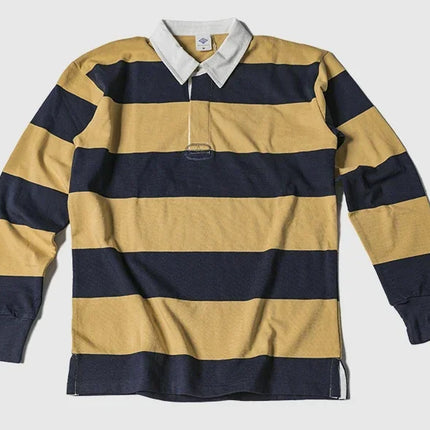 Non Stock Ivy League Fashion Striped Polo Shirt Retro Preppy Style Men's Long-Sleeve Tee