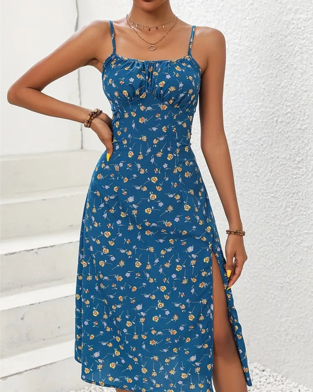 Polka-Dot Spaghetti Strap Midi Dress
