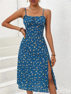 Polka-Dot Spaghetti Strap Midi Dress-HighTouch