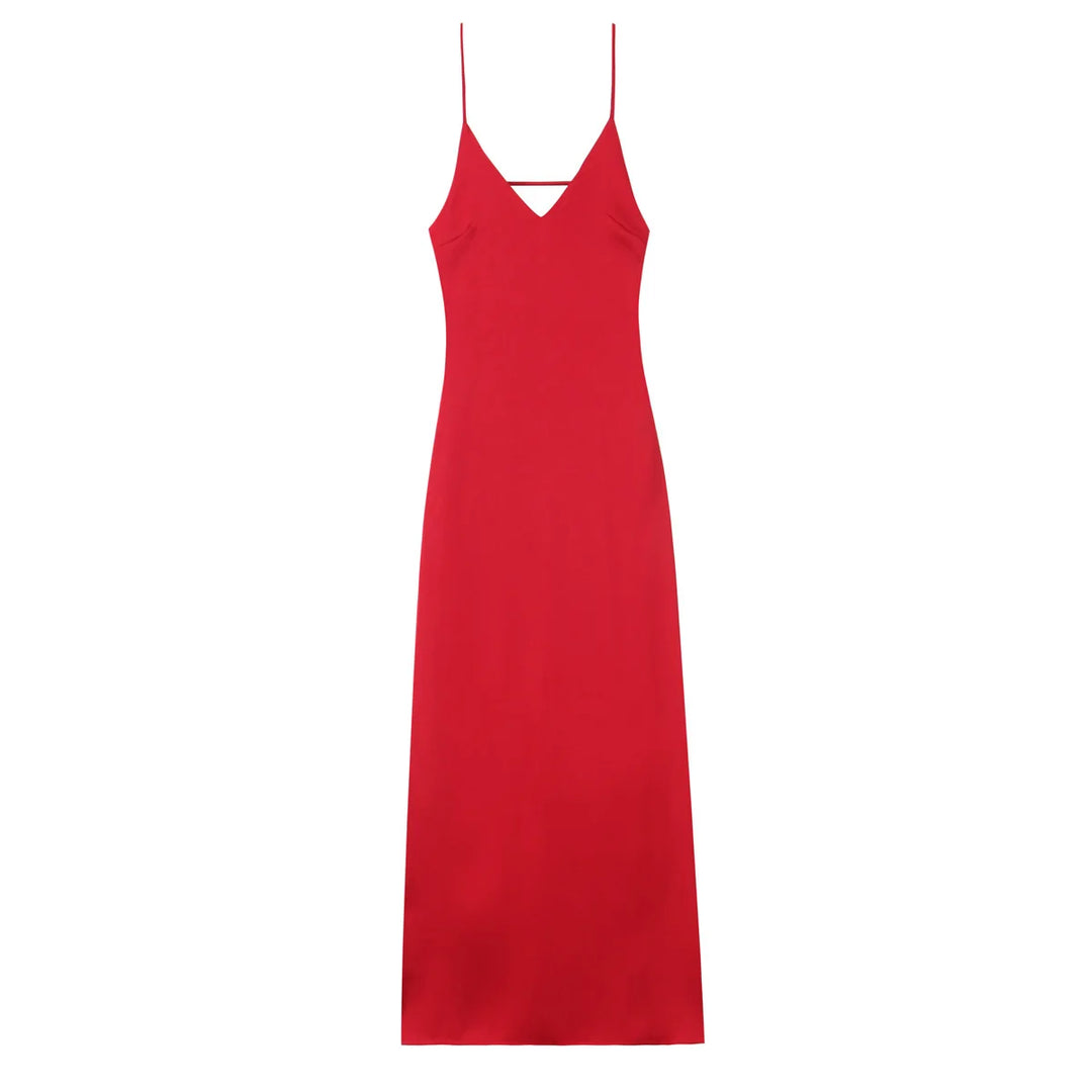 V‑Neck Sling Maxi Dress – Elegant Loose Fit Summer Dress-HighTouch