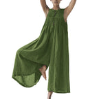 Oversized Chiffon Wide‑Leg Jumpsuit – Sleeveless V‑Neck Summer Romper-HighTouch