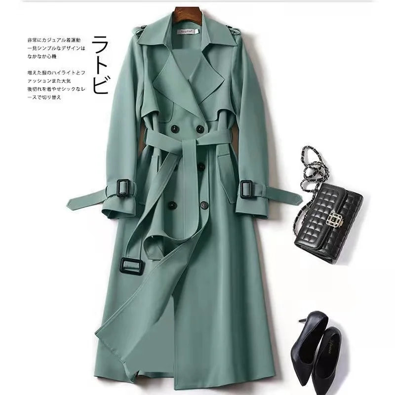Phantasy Women’s Lace-Up British Style Trench Coat-HighTouch