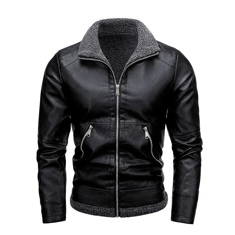 Men’s Slim High-Quality PU Leather Motorcycle Jacket-HighTouch