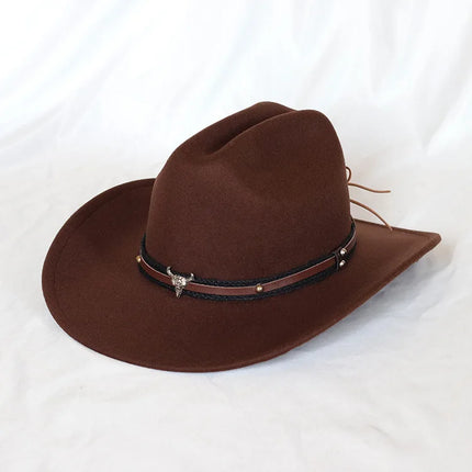 Classic Vintage Western Cowboy Hat – Leather Wide Brim Adjustable