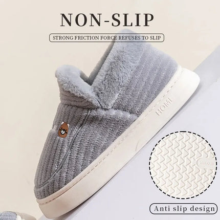 Plush Cotton Slippers for Women – Insulated, Anti-Slip Indoor Home Shoes