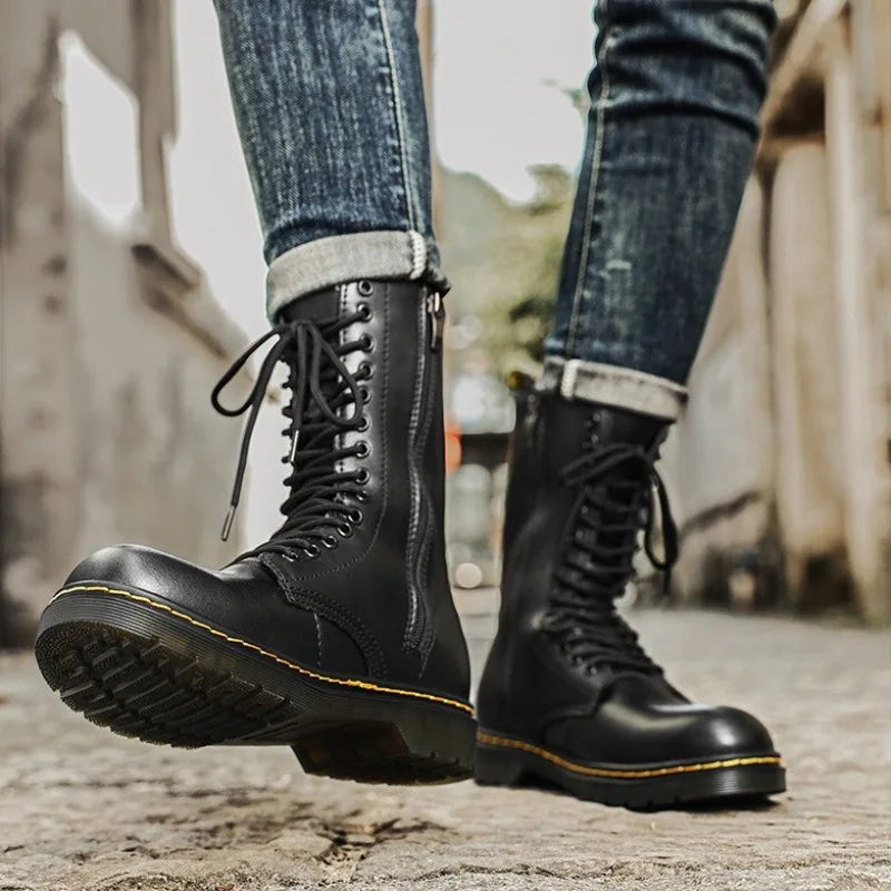 Plush-Lined Tall Leather Winter Boots UK