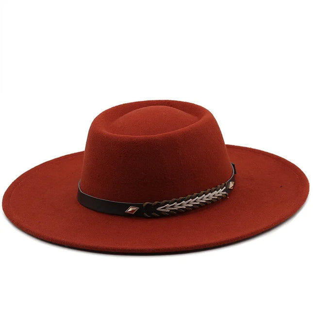 British-Style Wide-Brim Felt Fedora – Adjustable Luxury Jazz & Wedding Hat