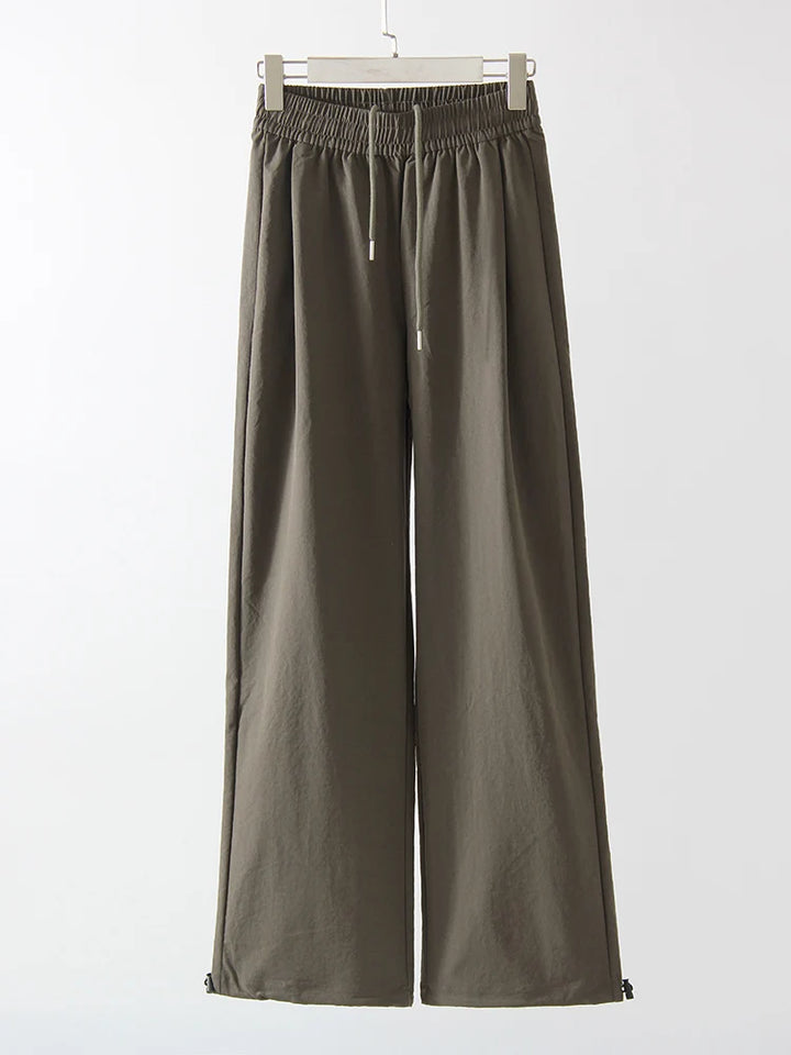 Stay Fresh & Stylish – High-Waist White Wide-Leg Sweatpants-HighTouch