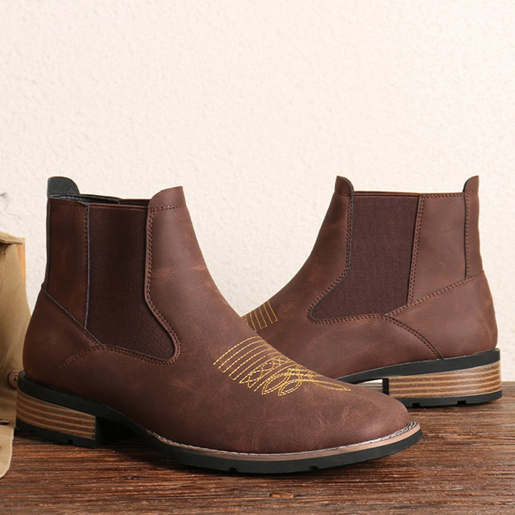Men’s Embroidered Ankle Boots-HighTouch