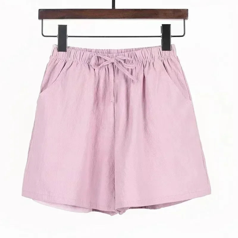 Women’s Cotton‑Linen Wide‑Leg Beach Shorts
