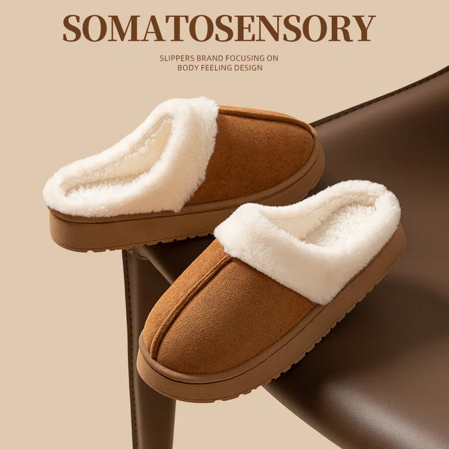 Platform Cotton Plush Women’s Slippers – Warm Soft Sole Indoor & Outdoor Non-Slip
