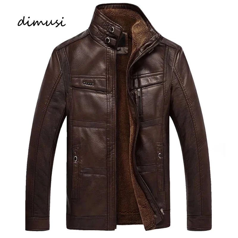 Leather Jacket Men Winter - Thicken Warm Coat-HighTouch