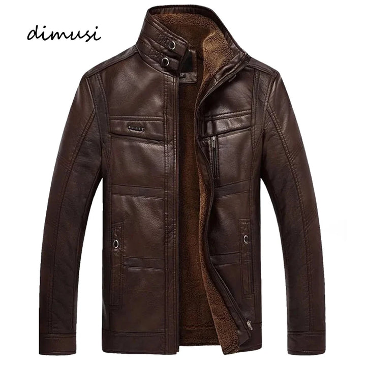 Leather Jacket Men Winter - Thicken Warm Coat-HighTouch