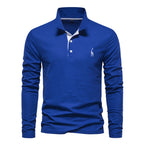 Men’s Deer-Embroidered Long Sleeve Polo-HighTouch