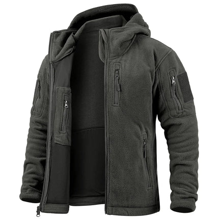 Tactical Hooded Fleece Jacket Men – Warm Military Multi-Pocket Winter Coat