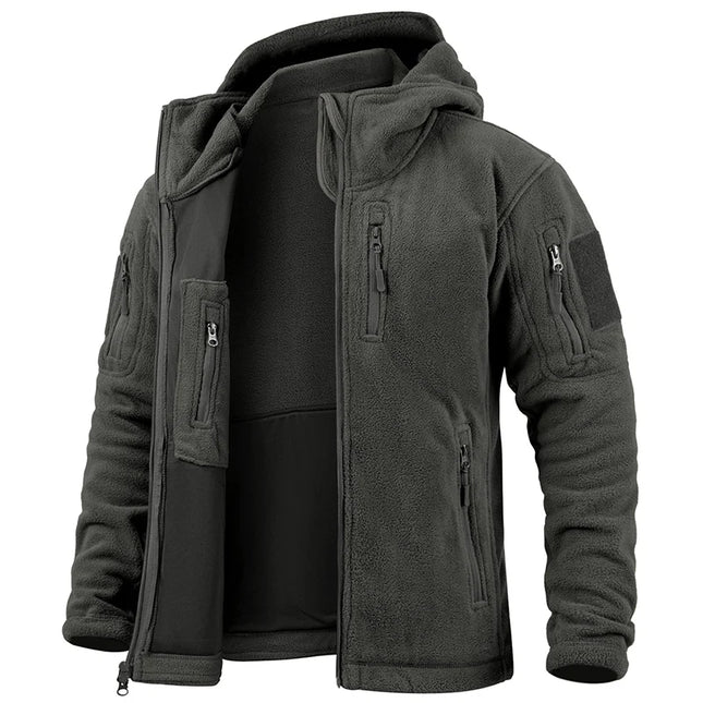 Tactical Hooded Fleece Jacket Men – Warm Military Multi-Pocket Winter Coat