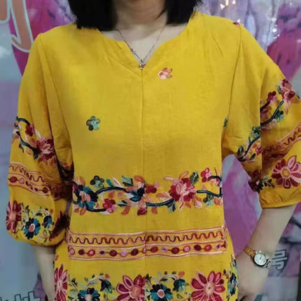 ZANZEA Vintage Boho V-Neck Blouse – Lantern Sleeve Pullover