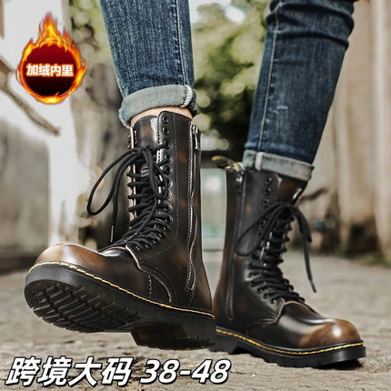 Plush-Lined Tall Leather Winter Boots UK