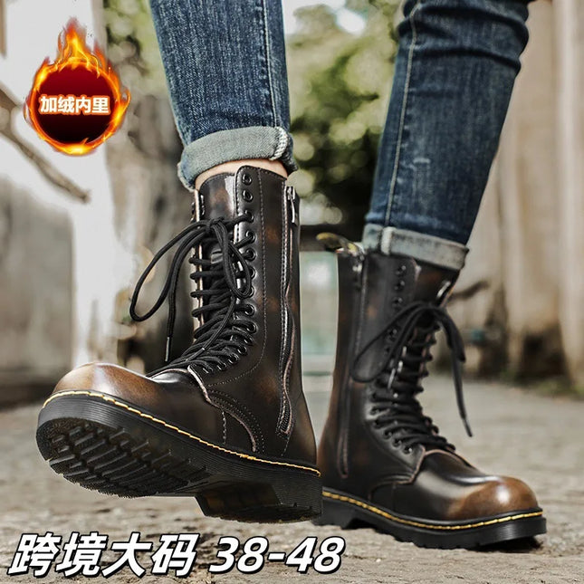 Plush-Lined Tall Leather Winter Boots UK