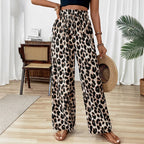 Mia Muse Leopard Print High-Waist Straight-Cut Pants – Stylish Summer Casual-HighTouch