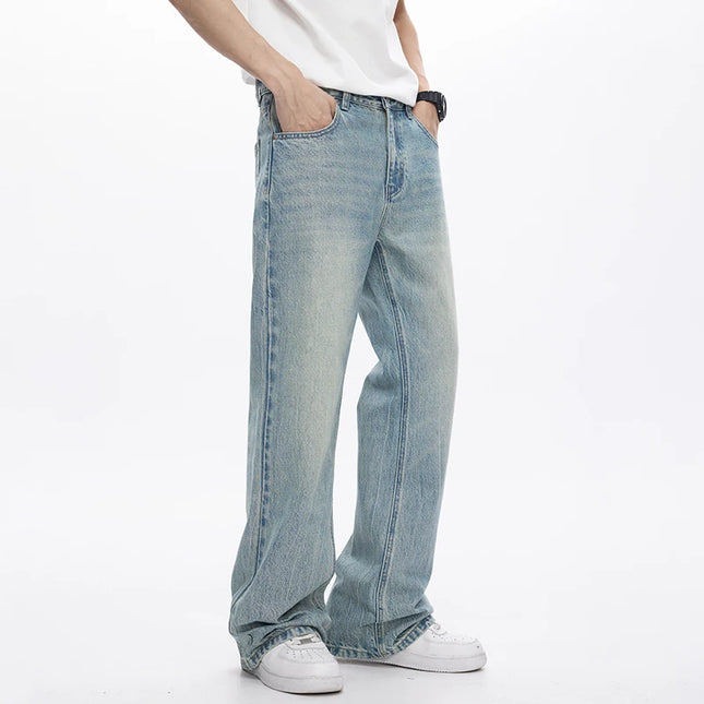 Light Blue Flared Denim Jeans | KSTUN