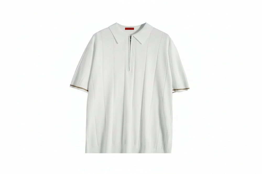Summer Ribbed Knit Polo Shirt for Men-HighTouch