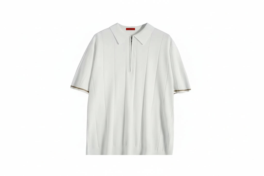 Summer Ribbed Knit Polo Shirt for Men-HighTouch