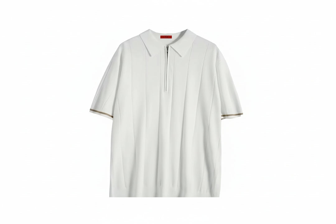 Summer Ribbed Knit Polo Shirt for Men-HighTouch