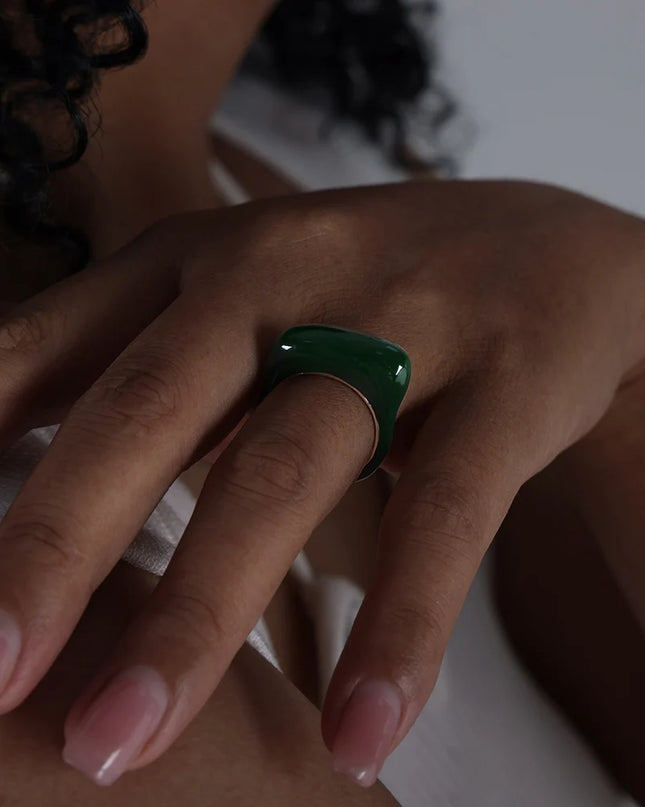 Waterproof Multicolour Enamel Stainless Steel Ring