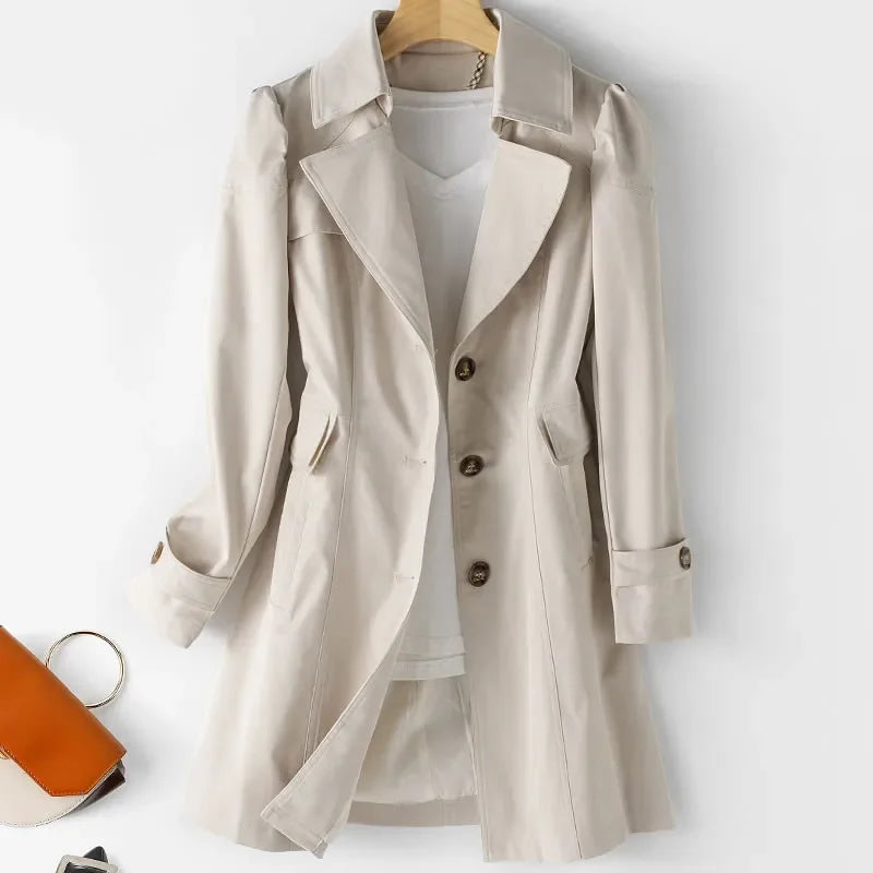Women’s Weather-Resistant Cotton Blend Trench Coat