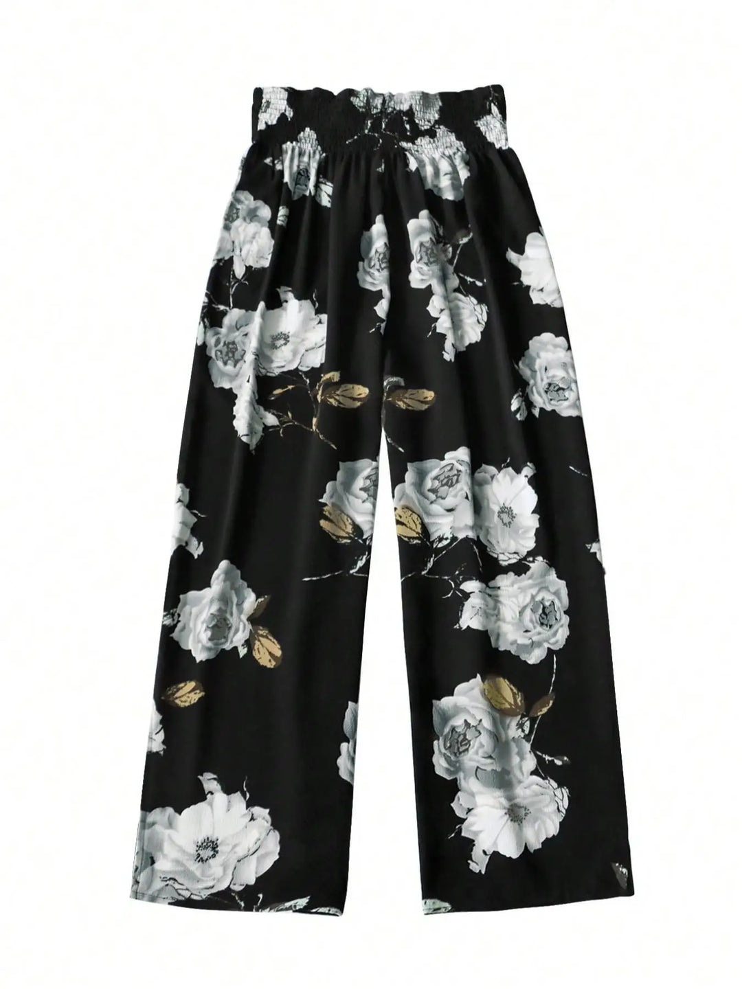 Plus Size Floral Print Bow Front Wide Leg Pants