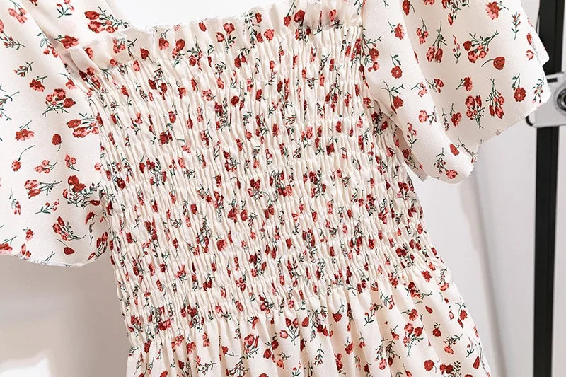 Floral Chiffon Midi Dress-HighTouch