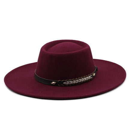 British-Style Wide-Brim Felt Fedora – Adjustable Luxury Jazz & Wedding Hat