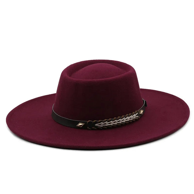 British-Style Wide-Brim Felt Fedora – Adjustable Luxury Jazz & Wedding Hat