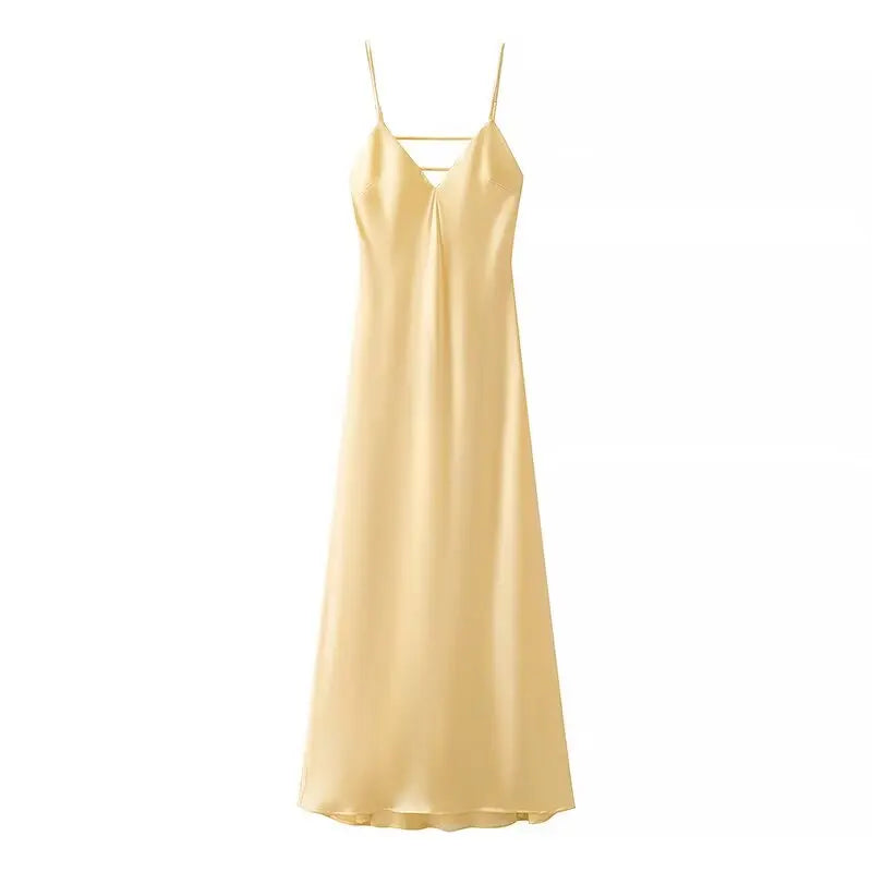V‑Neck Sling Maxi Dress – Elegant Loose Fit Summer Dress-HighTouch