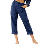 Spring Cotton-Linen Women’s Loose Button Pockets Pants – Elegant & Breathable-HighTouch