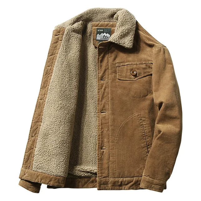 Plus Velvet Corduroy Parka Jacket Men