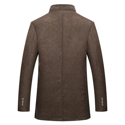 Slim Adjustable Vest Par­ka Men – Windproof Woolen Business Casual Coat