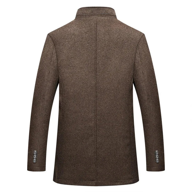 Slim Adjustable Vest Par­ka Men – Windproof Woolen Business Casual Coat