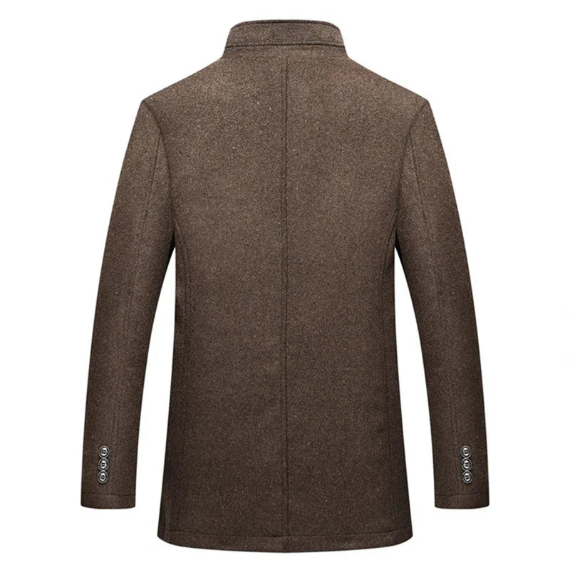 Slim Adjustable Vest Par­ka Men – Windproof Woolen Business Casual Coat-HighTouch