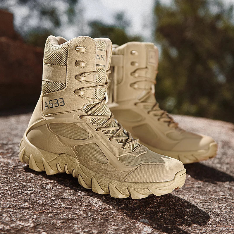 Men’s High-Quality Leather Tactical Safety Boots-HighTouch