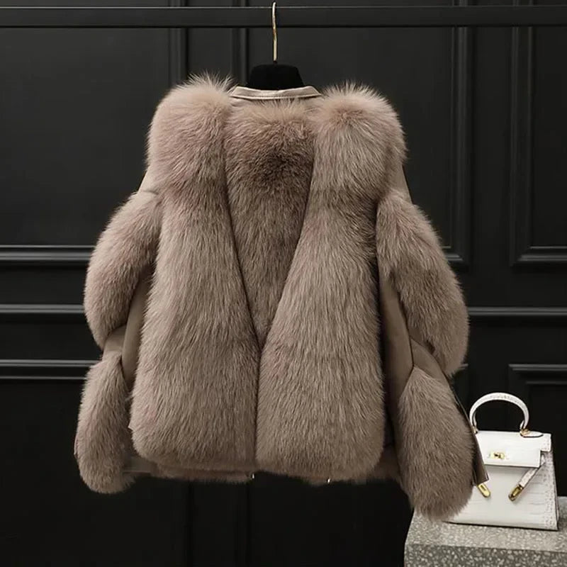 Luxury Faux Fox Fur Coat – Warm Jacket Cold-Resistant
