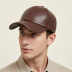 Solid Genuine Leather Snapback Baseball Cap-HighTouch