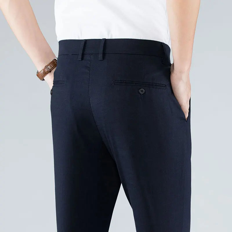 Ultra-Thin Breathable Cotton-Linen Straight Trousers