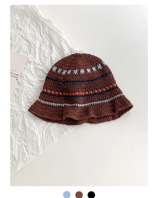 Women's Contrast Striped Knitted Fisherman Bucket Hat