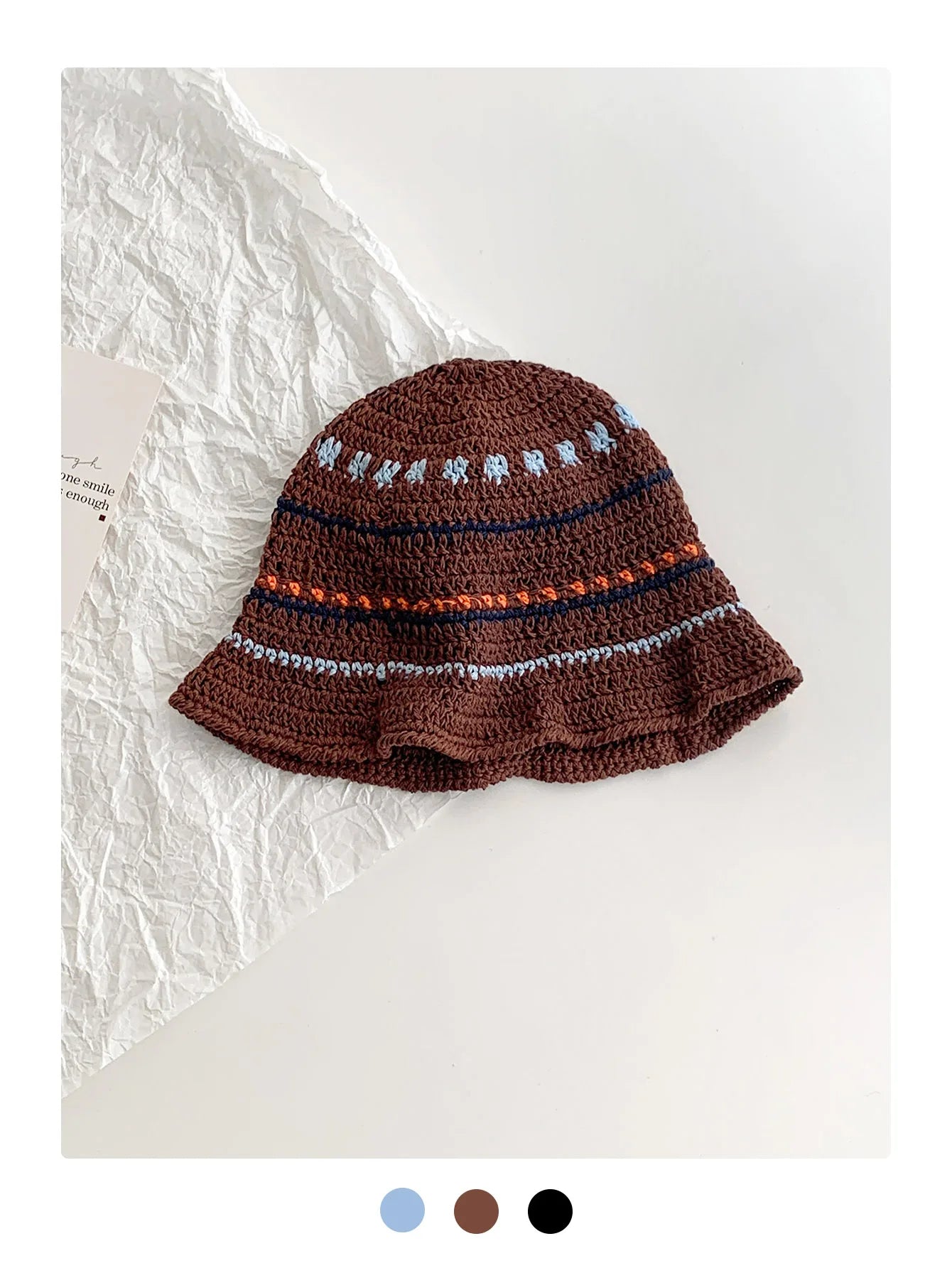 Women's Contrast Striped Knitted Fisherman Bucket Hat