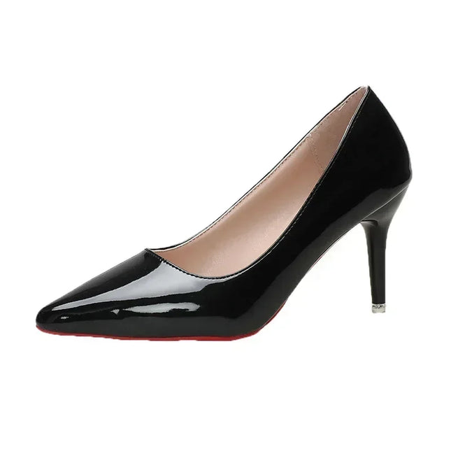 Elegant Red Leather Pumps – women’s High Heels