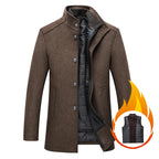 Slim Adjustable Vest Par­ka Men – Windproof Woolen Business Casual Coat-HighTouch